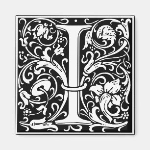 Imán Letra I Monograma Medieval Art Nouveau