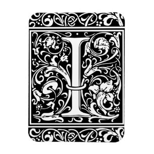 Imán Letra I Monograma Medieval Art Nouveau