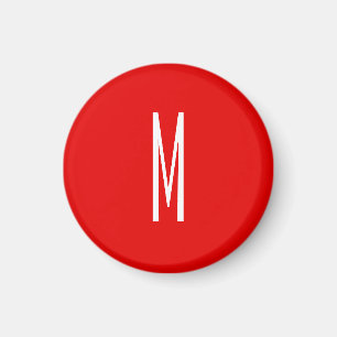 Imán Letra inicial monograma estilo moderno rojo blanco