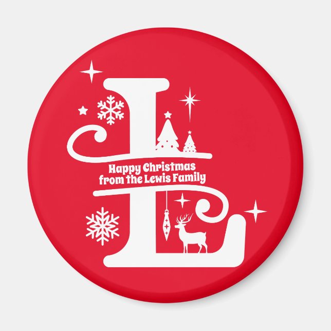 Imán Letra L Monograma Nombre inicial de familia Saludo (Frente)