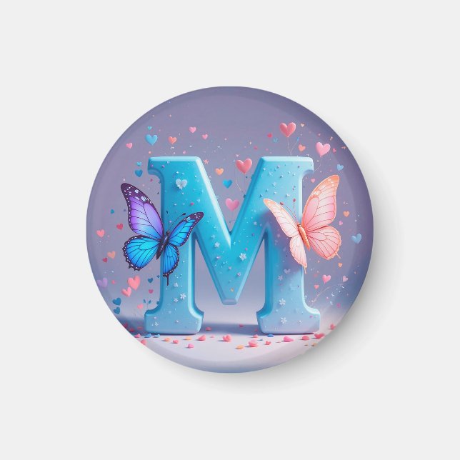 Imán Letra M Colorida con Mariposas (Frente)