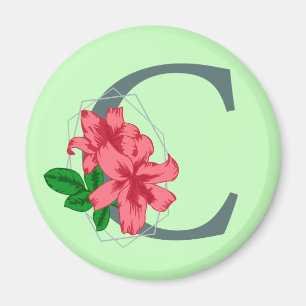 Imán Letra mayúscula C monograma floral