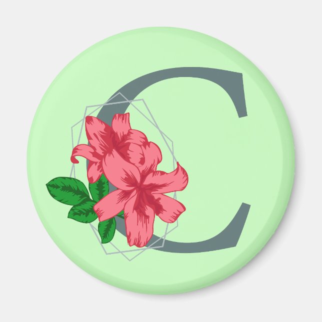 Imán Letra mayúscula C monograma floral (Frente)