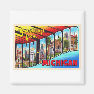 Imán Letra minúscula postal grande de Ann Arbor Michiga