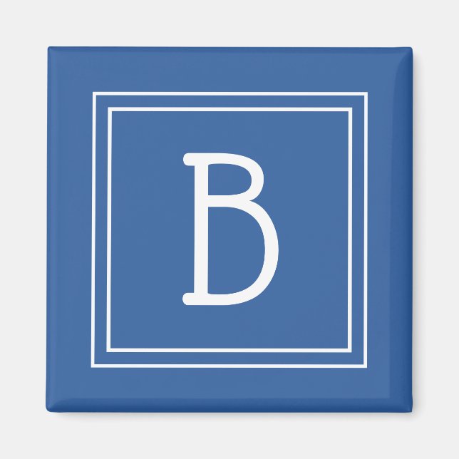 Imán Letra monograma moderna plantilla inicial azul rea (Frente)