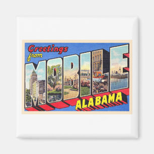 Imán Letra móvil alabama AL vintage grande postal 1
