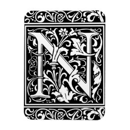 Imán Letra N Monograma Medieval Art Nouveau
