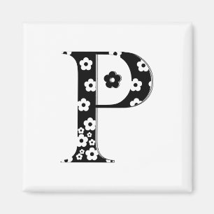 Imán Letra P del patrón de flor