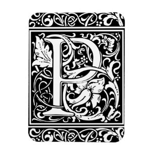 Imán Letra P Monograma Medieval Art Nouveau