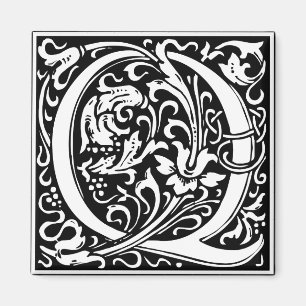 Imán Letra Q Monograma Medieval Art Nouveau