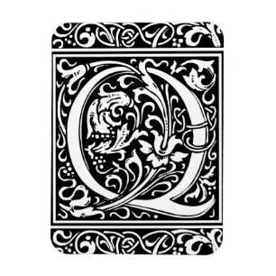 Imán Letra Q Monograma Medieval Art Nouveau