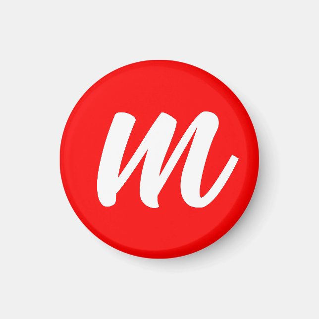 Imán Letra roja blanca caligráfica monográfica carta in (Frente)