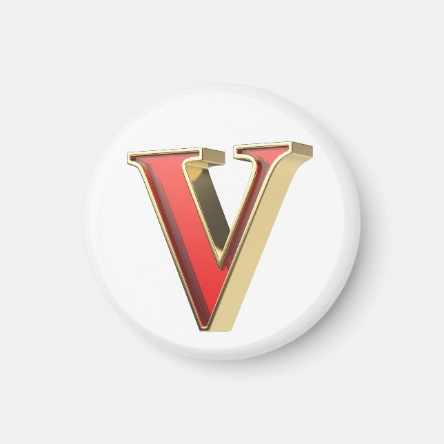 Imán Letra roja de vidrio V (Frente)