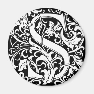 Imán Letra S Monograma medieval Art Nouveau