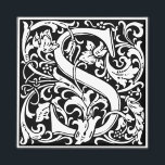 Imán Letra S Monograma Medieval Vintage Inicial<br><div class="desc">Esta S inicial es parte de una serie completa de iniciales tipográficas inspiradas en el funda superior William Morris. Las letras en blanco y negro son muy decorativas, con un estilo típico de la tipografía de la Edad Media. Cuto y a la moda, se trata de un monograma de moda...</div>