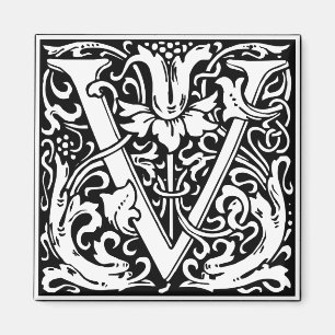 Imán Letra V Monograma Medieval Art Nouveau