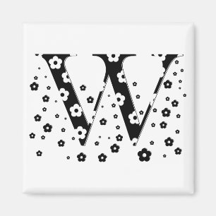 Imán Letra W del patrón de flor