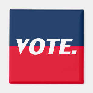 Imán Letras blancas "Vote", fondo azul rojo
