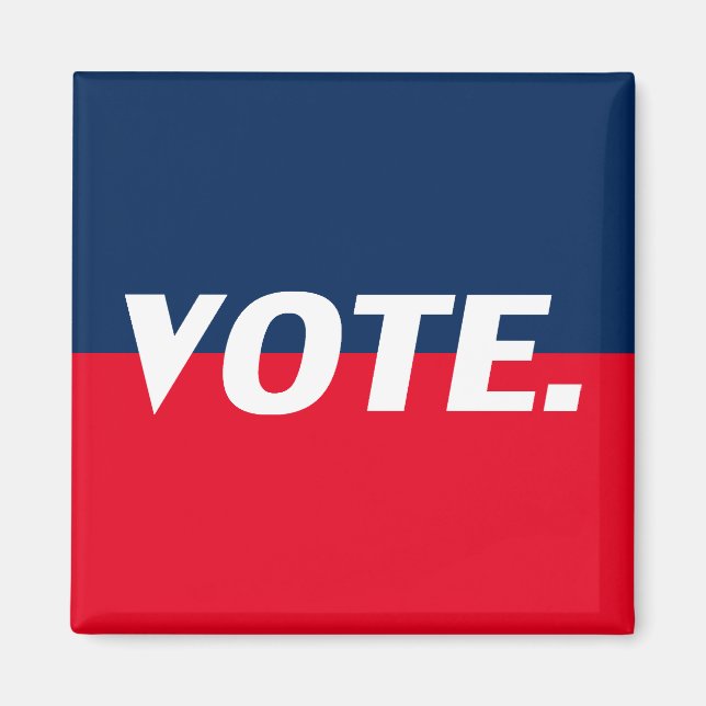 Imán Letras blancas "Vote", fondo azul rojo (Frente)