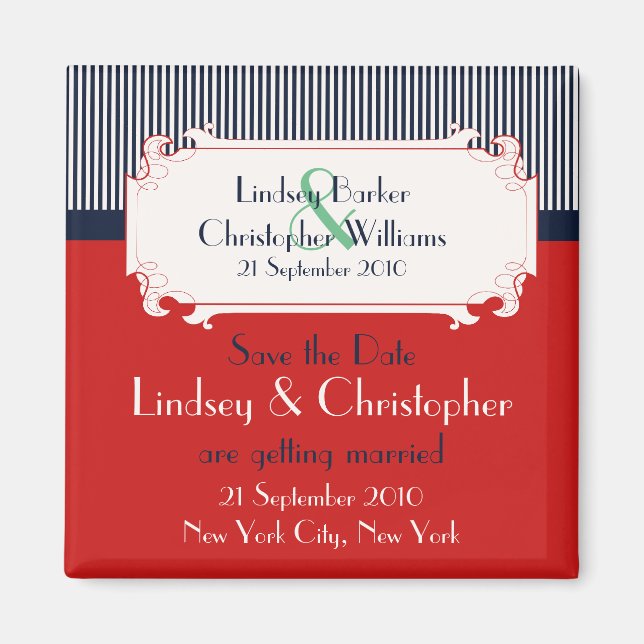 Imán Letras de amor Nautical Save the Date Magnet (Frente)