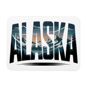 Imán Letras de aventura al aire libre de Alaska vintage