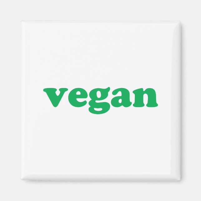 Imán Letras verdes "veganas", fondo blanco (Frente)