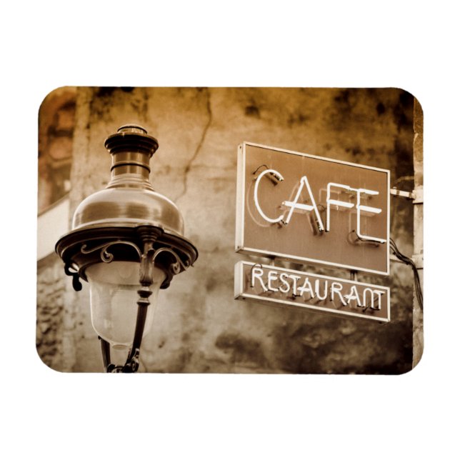 Imán Letrero de café sepia, París, Francia (Horizontal)