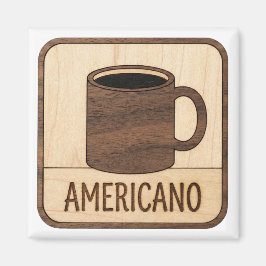 Imán Letrero de Madera Café Americano