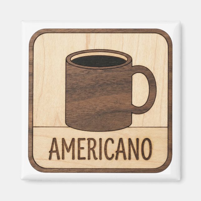 Imán Letrero de Madera Café Americano (Frente)