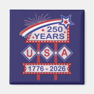 Imán Letrero de marquesina del 250 aniversario Retro US
