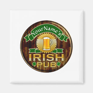 Imán Letrero de Pub Irlandés con Nombre Personalizado D