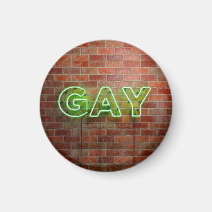 Imán Letrero gay de neón de SlipperyJoe's pared de ladr