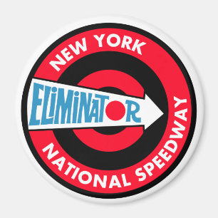Imán letrero vintage de New York National Speedway