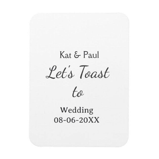 Imán Let's toast to wedding add name date simple couple (Vertical)