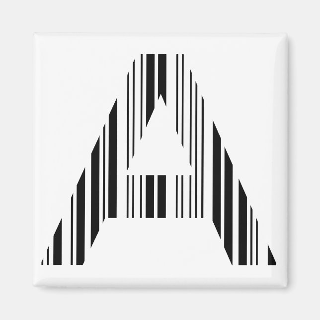 Imán LETTER A BAR CODE First Initial Barcode Pattern (Frente)