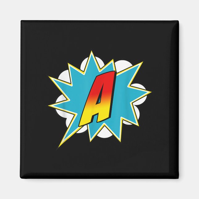 Imán Letter A Superhero Name Comic Letter Retro Costume (Frente)