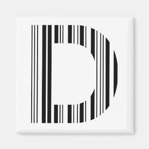 Imán LETTER D BAR CODE First Initial Barcode Pattern
