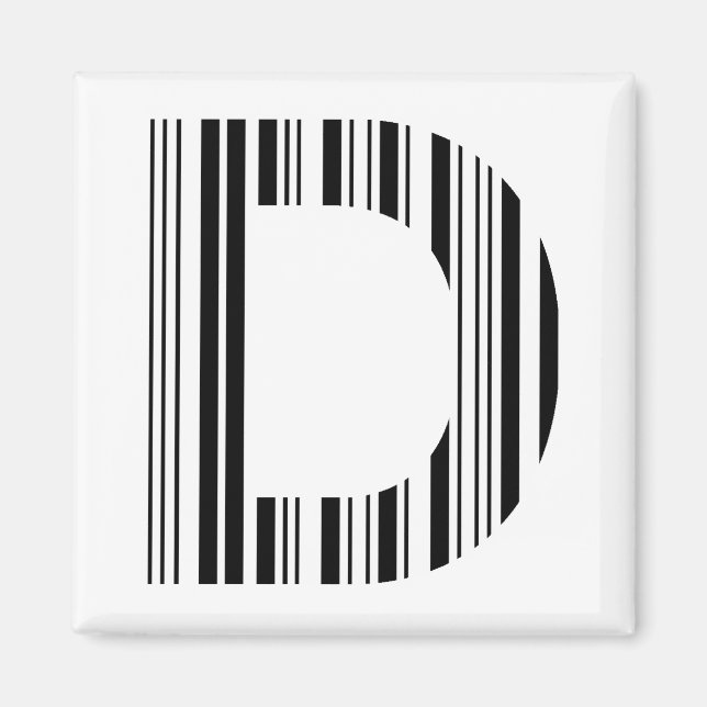 Imán LETTER D BAR CODE First Initial Barcode Pattern (Frente)