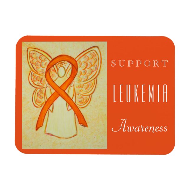 Imán Leukemia Awareness Ribbon Angel Personalizados Mag (Horizontal)