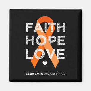 Imán Leukemia Fe Hope Love Naranja Ribbon Leukemia Aw