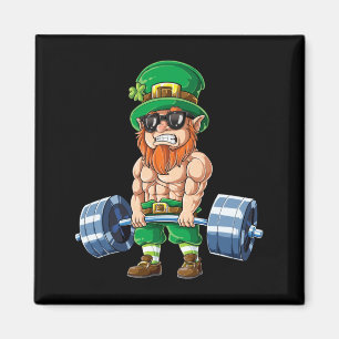 Imán levantamiento de pesas Leprechaun Día de San Patri