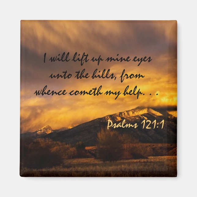 Imán Levantar los ojos de los míos versos de la Biblia (Frente)