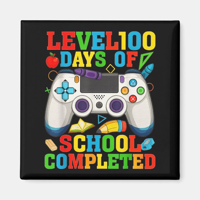 Imán Level 100 Days Of School Unlocked Boys 100th Day O (Frente)