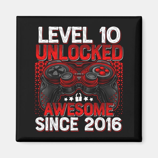Imán Level 10 Unlocked 10 Year Old Boys 10th Birthday B (Frente)