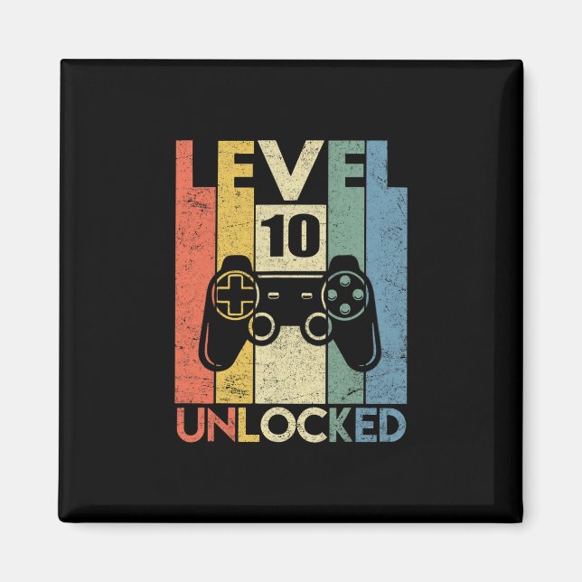 Imán Level 10 Unlocked Funny Video Gamer 10th Birthday  (Frente)