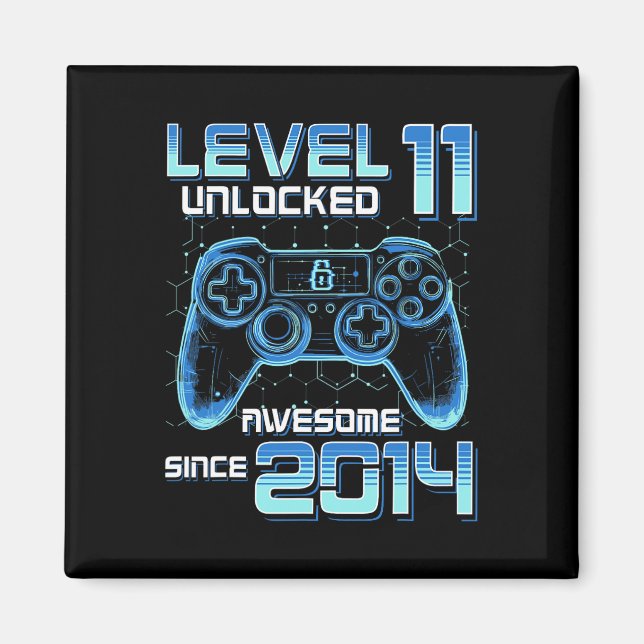 Imán Level 11 Unlocked Video Game Party 11th Birthday G (Frente)