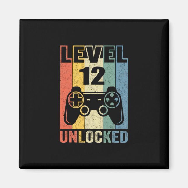 Imán Level 12 Unlocked Shirt Funny Video Gamer 12th Bir (Frente)