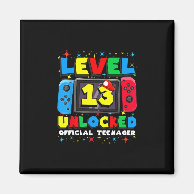 Imán Level 13 Unlocked Gamer 13th Birthday Gift Video G (Frente)