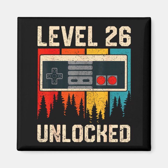 Imán Level 26 Unlocked Video Game Controller Birthday M (Frente)