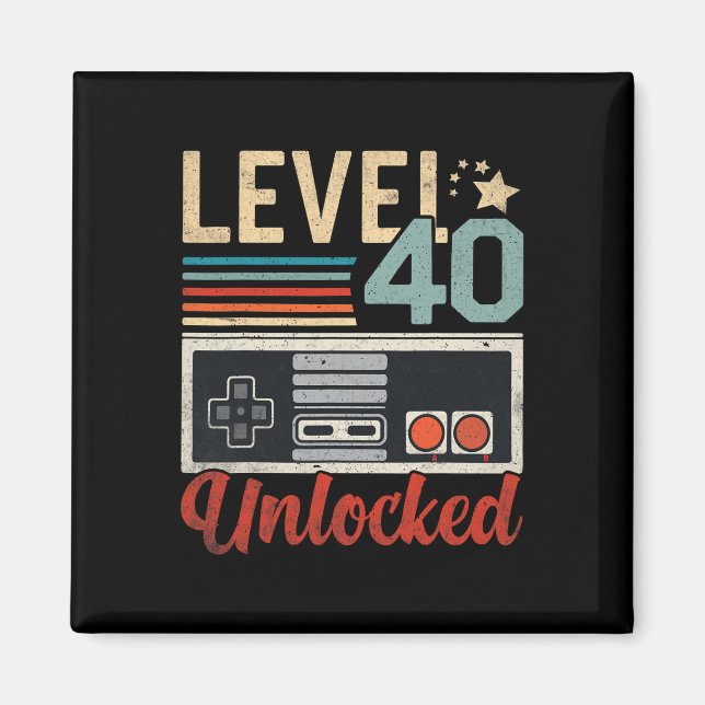Imán Level 40 Unlocked Video Gamer Controller 40th Birt (Frente)